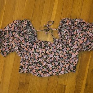 Pink floral crop top